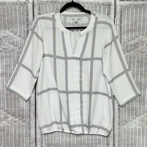 41 Hawthorn Black & White Blouse - Career Work Windowpane Size Medium